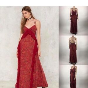 Nasty Gal Red Paisley Maxi Dress